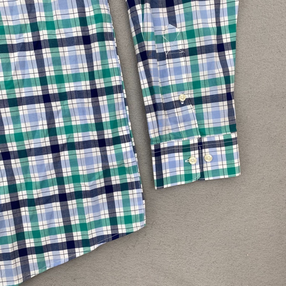 Barbour Mens Button shirt Large regular Fit Plaid Cotton Green blue NEW NWT - Picture 7 of 16
